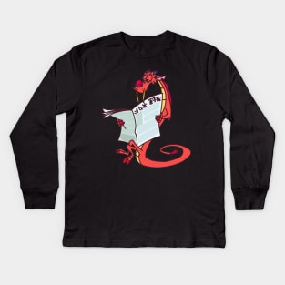 Mulan Mushu with Newspaper Kids Long Sleeve T-Shirt